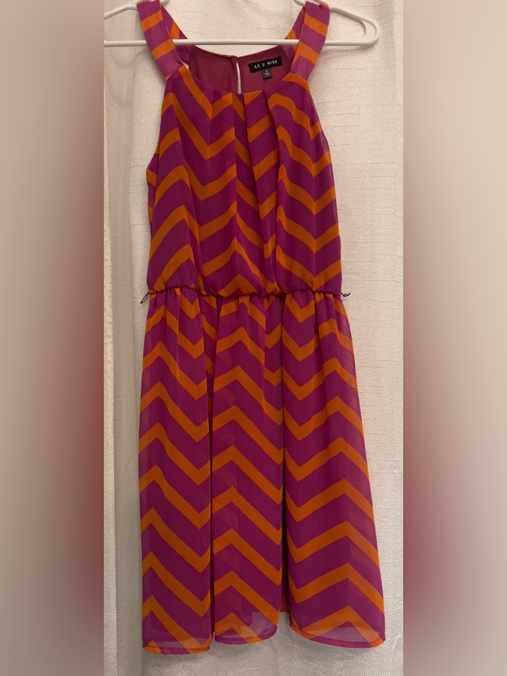 As U Wish Striped Chevron Dress in Magenta and Orange NWT Size Small